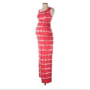 Ingrid & Isabel Maternity Red/White Tie-Dye Stripe Maxi Dress NWOT Medium